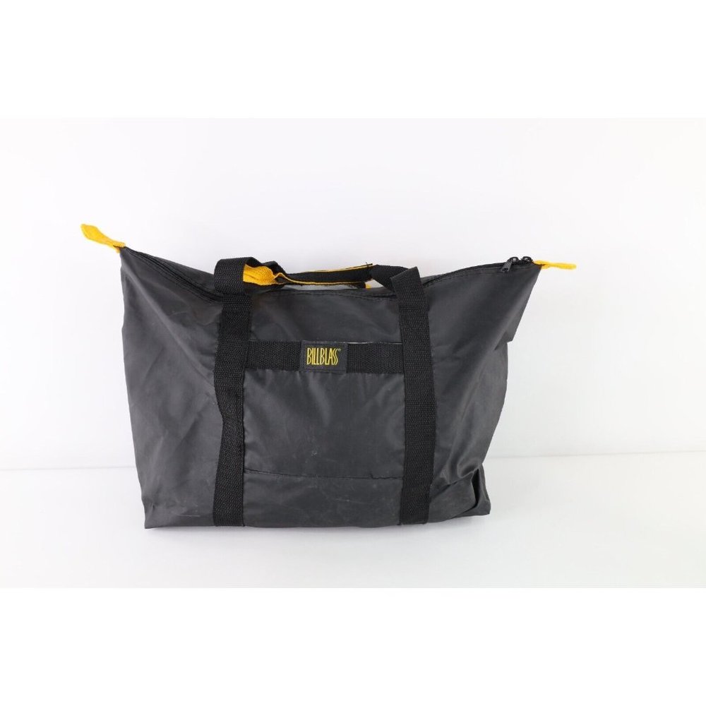Vintage 90s Streetwear Large Handled Zippered Tote Bag Carry On Black Nylon